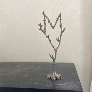 Brass heart shaped tree jewelry holder
